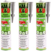 3x PETEC K&D Karosserie Klebe- und Dichtmasse grau,...