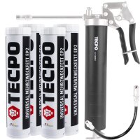 TECPO Einhand-Fettpresse + 4x Universal Mehrzweckfett...
