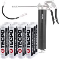 TECPO Einhand-Fettpresse + 12x Universal Mehrzweckfett...