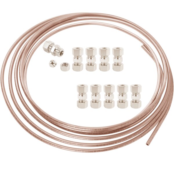 Bremsleitung Kupfer-Nickel 6 mm, 5 Meter +   10x Verbinder für 6 mm Bremsleitung ohne Bördeln