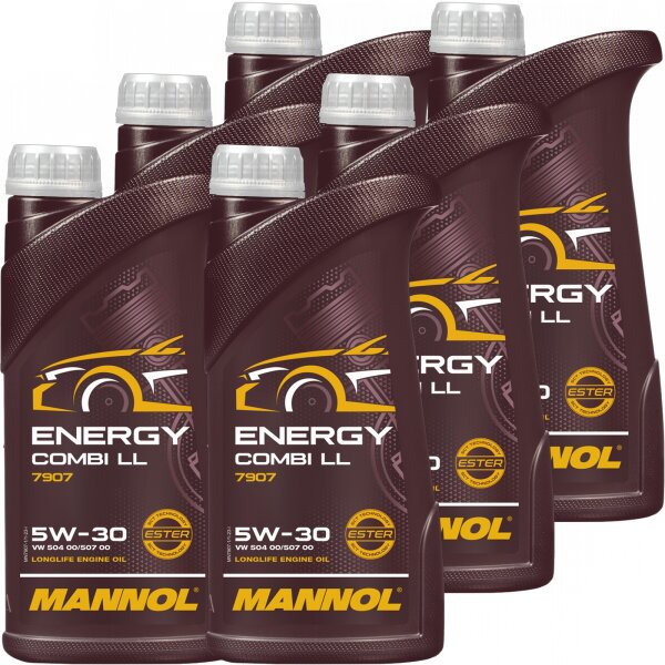 6x MANNOL Energy Combi LL 5W-30, 1 Liter