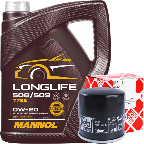 FEBI BILSTEIN Ölfilter + MANNOL Longlife 508/509 0W-20, 5 Liter