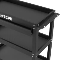 TECPO Werkzeugwagen 3 Etagen mit Schublade 300 kg Werkstattwagen Stahl Rollwagen Lenkrollen