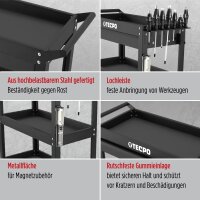 TECPO Werkzeugwagen 3 Etagen mit Schublade 300 kg Werkstattwagen Stahl Rollwagen Lenkrollen