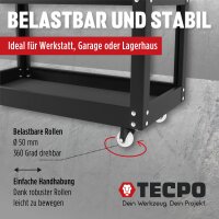 TECPO Werkzeugwagen 3 Etagen mit Schublade 300 kg Werkstattwagen Stahl Rollwagen Lenkrollen