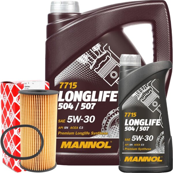FEBI BILSTEIN Ölfilter + MANNOL 7715 LONGLIFE 504/507, 6L