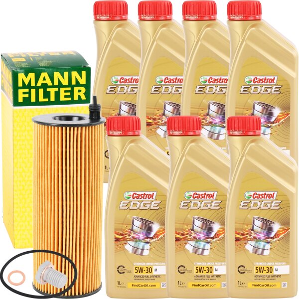 MANN-FILTER Ölfilter + CASTROL EDGE M 5W-30, 7x1L