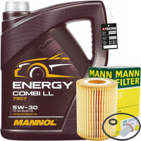 MANN-FILTER Ölfilter + MANNOL Energy Combi LL 5W-30,...