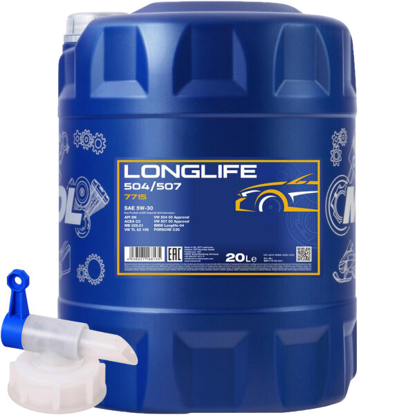 MANNOL LONGLIFE 504/507 5W-30, 20L + Ausgießer