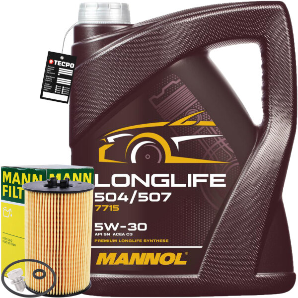 MANN-FILTER Ölfilter + MANNOL Longlife 504 / 507 5W-30, 5L