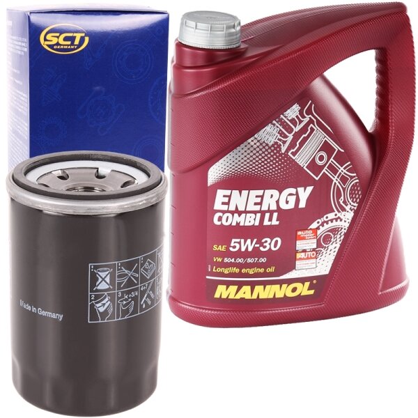 SCT Germany Ölfilter + MANNOL Energy Combi LL 5W-30 , 5 Liter