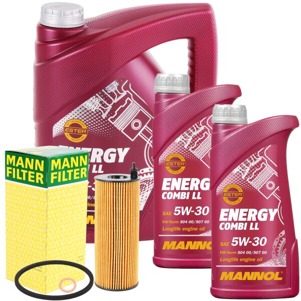 MANN-FILTER Ölfilter + MANNOL Energy Combi LL 5W-3, 7L