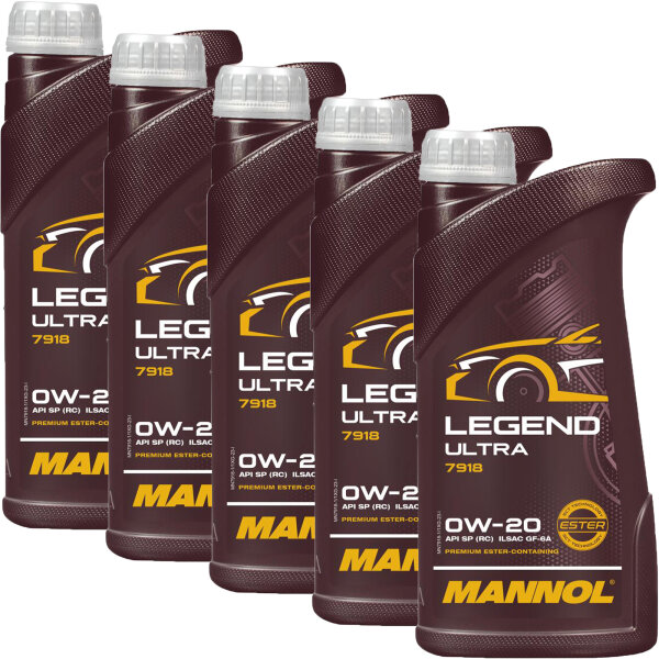 5x MANNOL Legend Ultra 0W-20, 1L