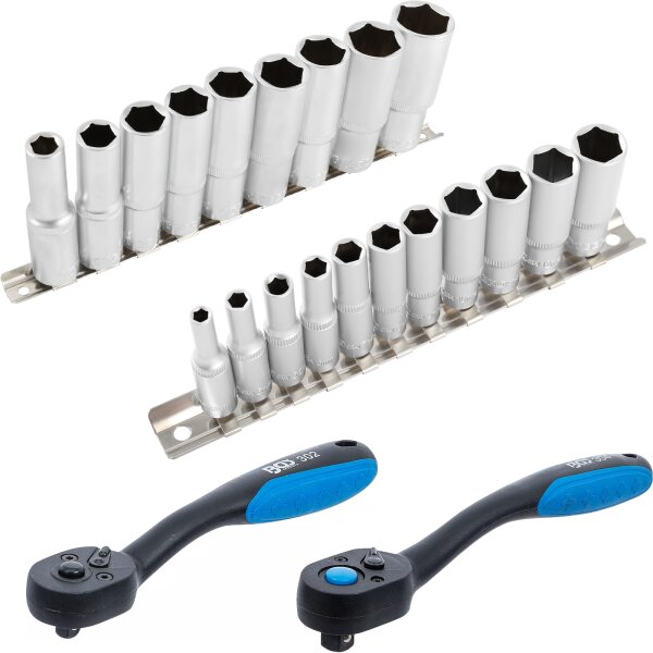TECPO Steckschlüssel Satz +  BGS Umschaltknarre 1/4" und 1/2"