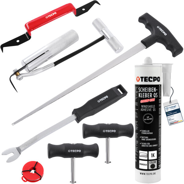TECPO Windschutzscheibe-Reparaturset + Scheibenkleber 290 ml MS-Polymer