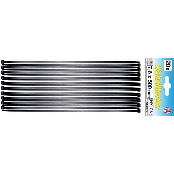 BGS DIY Kabelbinder-Set 7,6 x 500 mm, 20-tlg.