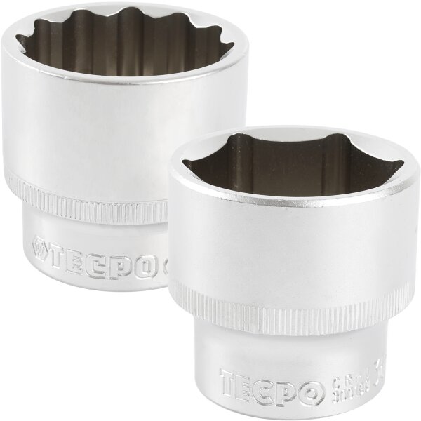 1x TECPO Steckschlüssel-Einsatz SW 36 mm, 12,5 mm (1/2") Zwälfkant + 1x Sechskant