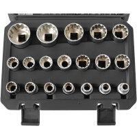 TECPO Universal Steckschlüssel-Satz, SW 8-32 mm, E10-E24, 5/16-1-1/4", 19-tlg. + BGS Umschaltknarre