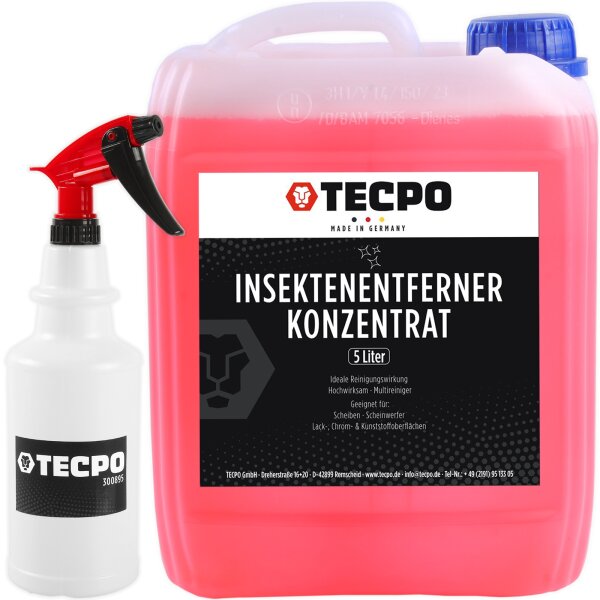 TECPO Insektenentferner Konzentrat 5L + Sprühflasche aus PE 750 ml