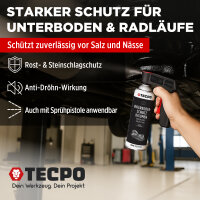 6x TECPO Unterbodenschutz Bitumen schwarz, 500 ml + Pistolengriff