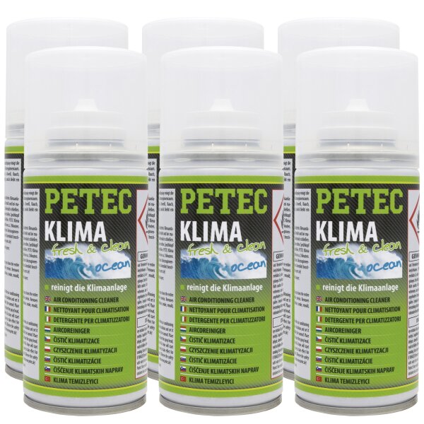 6x PETEC Klima Fresh & Clean Ocean, 75 ml