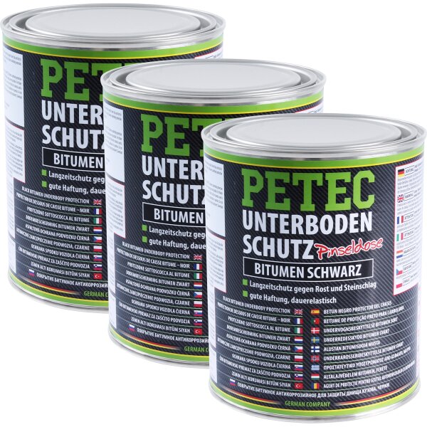 3x PETEC Unterbodenschutz Bitumen schwarz, 1 L