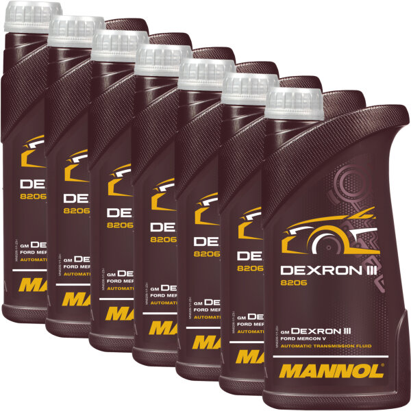 7x MANNOL ATF Öl Dexron III Automatik Getriebeöl Servoöl, 1L