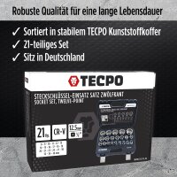 TECPO Vielzahn Steckschlüssel Satz SW 8-36 mm, 1/2 Zoll + BGS Umschaltknarre, kunststoff-ummantelt, Abtrieb Außenvierkant 12,5 mm (1/2")