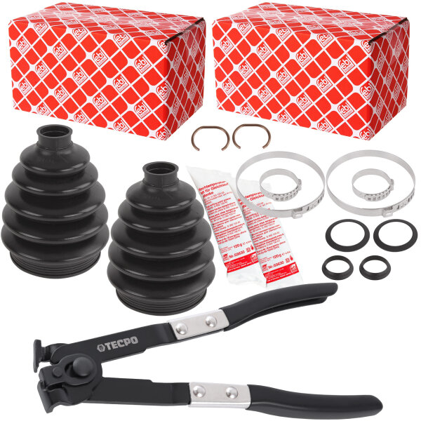 2x FEBI BILSTEIN 29609 Faltenbalgsatz, Antriebswelle + Zange