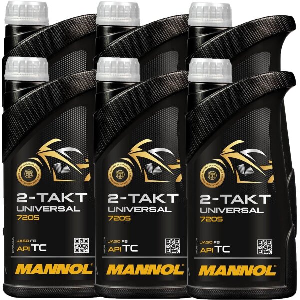 6x MANNOL 2-Takt Universal Motorradöl API TC, 1L