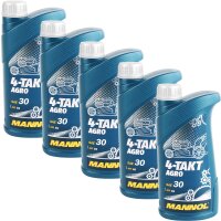 5x MANNOL 4-TAKT AGRO SAE 30, 1L