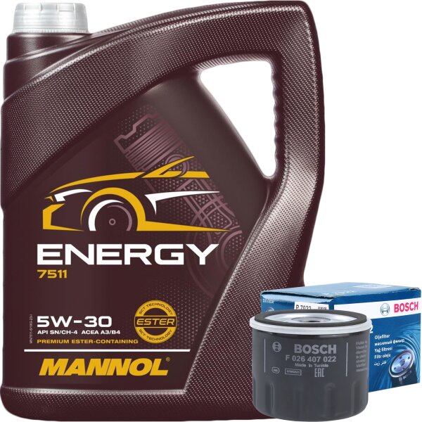 BOSCH Ölfilter  + Mannol Energy 5W-30, 5 Liter