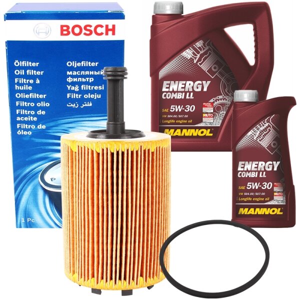 BOSCH Ölfilter + MANNOL 5W-30 Combi LL 6L