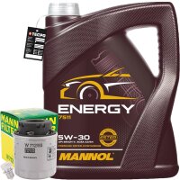 MANN-FILTER Ölfilter + Mannol Energy 5W-30, 5 Liter