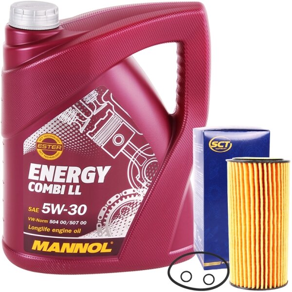 SCT Germany Ölfilter + MANNOL Energy Combi LL 5W-30 API SN/CF, 5 Liter