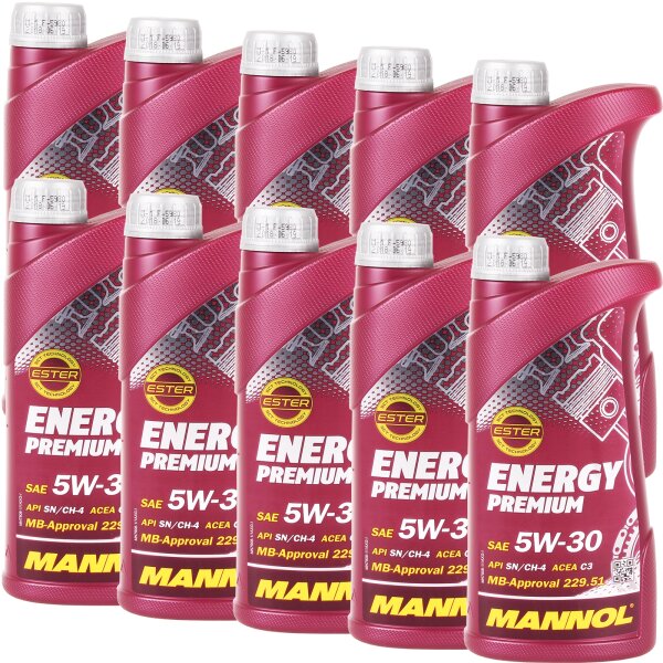 10x MANNOL Energy Premium 5W-30, 1L