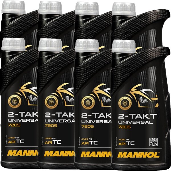 8x MANNOL 2-Takt Universal Motorradöl API TC, 1L