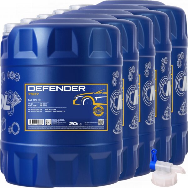 MANNOL Defender 10W-40 Motoröl API SL/CF 5x20 (100L) Liter