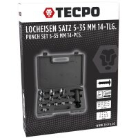 TECPO Henkel Locheisen Set 14-teilig Präzisions Locheisen metrisch und zöllig Lochwerkzeug für Werkstatt Handwerk Industrie