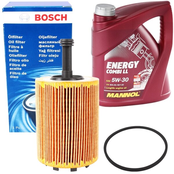 Bosch Ölfiltereinsatz 1457429192 + MANNOL Energy Combi LL 5W-30 API SN/CF, 4 Liter