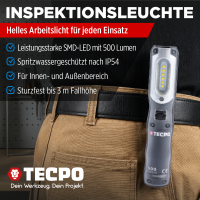 TECPO Steckschlüssel-Satz, 92-tlg, 1/4+3/8", ZOLL + LED Akku Handlampe 500 Lumen