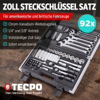 TECPO Steckschlüssel-Satz, 92-tlg, 1/4+3/8",...