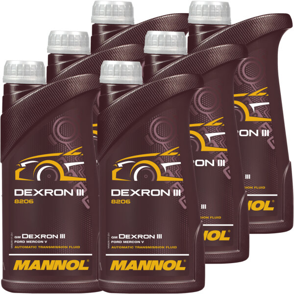 6x MANNOL ATF Öl Dexron III Automatik Getriebeöl Servoöl, 1 Liter