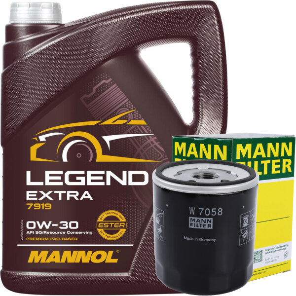 MANN-FILTER Ölfilter + MANNOL Legend Extra 0W-30, 5 Liter