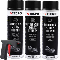 3x TECPO Unterbodenschutz Bitumen schwarz, 500 ml +...