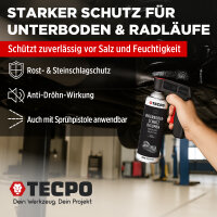 3x TECPO Unterbodenschutz Bitumen schwarz, 500 ml + Pistolengriff