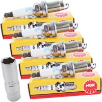 4x NGK 6893 Zündkerze + BGS Zündkerzen-Einsatz...