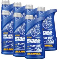 7x MANNOL Universal Getriebeöl 80W-90 API GL 4, 1L