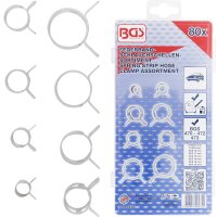 YATO Schlauchklemmen-Zange, 215 mm + Federband-Schlauchschellen-Sortiment, 80-tlg