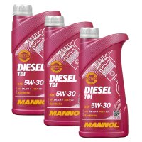 3x MANNOL Diesel TDI 5W-30 API SN/SM/CF, 1L